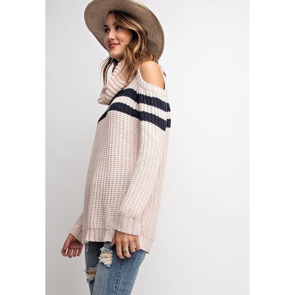 Last☝️Cowl Neck Cold Shoulder Sweater Tunic - Picture 5 of 8